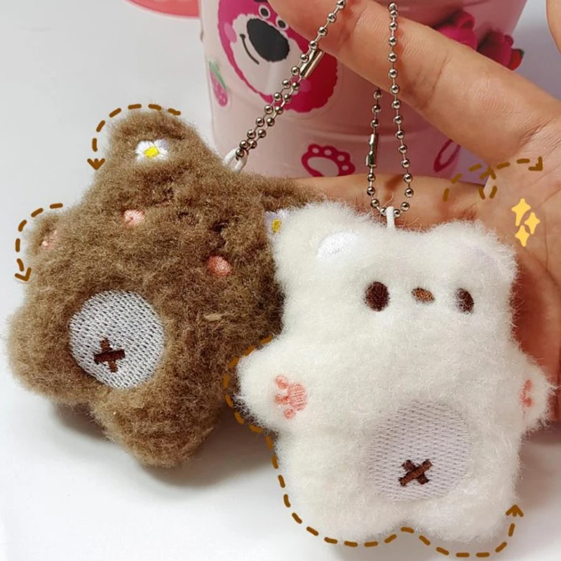 الكرتون الدب المفاتيح قلادة لطيف أفخم دمية لعبة Kawaii رقيق لينة محشوة كيرينغ حقيبة سحر زينة النساء فتاة