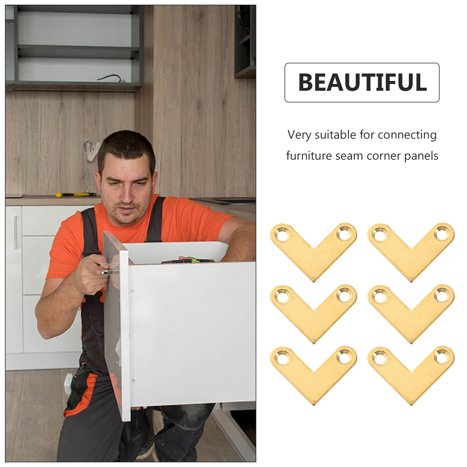 

6Pcs Thickened Pure Copper Corner Brackets Heavy Duty Brass L Shape Flat Corner for Furniture Drawer Jewelry Box Fixing