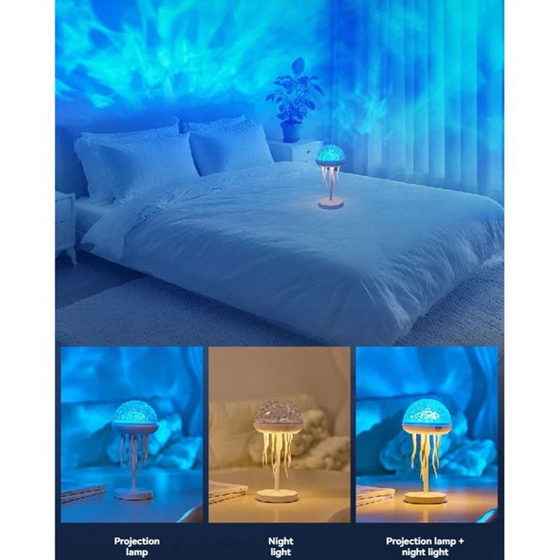 DT16 Ocean Wave Projector Jellyfish Night Light Dynamic Starlight Water Ripple Atmosphere Lamp for Bedroom Decor