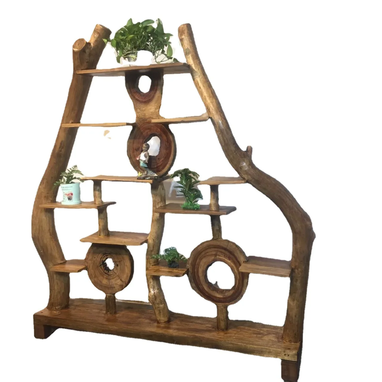 

Log furniture, solid wood creative Bogu frame, fragrant camphor wood, living room partition antique display stand, personalized