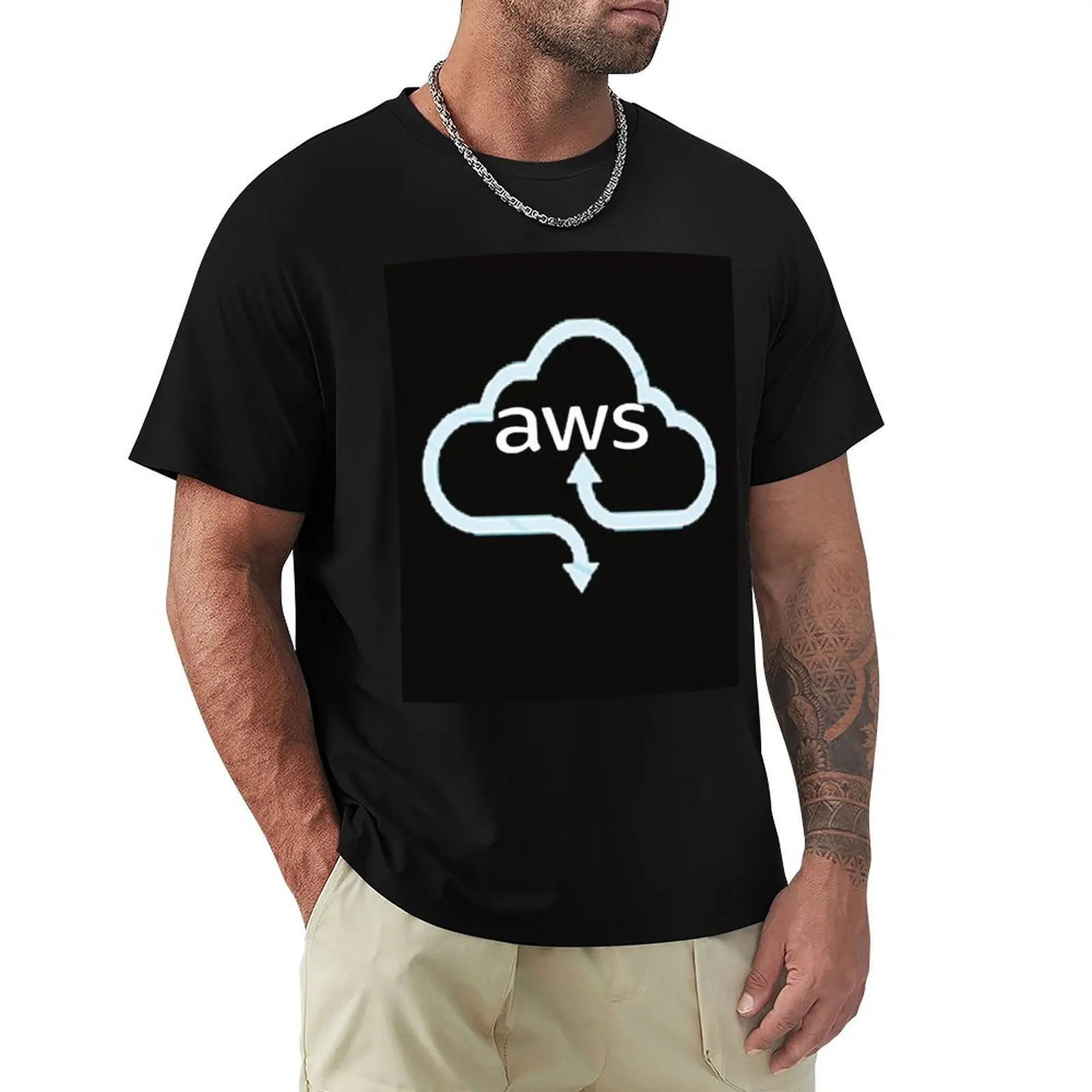 AWS amazon web services T-Shirt summer clothes cute tops Short sleeve tee graphics mens workout shirts