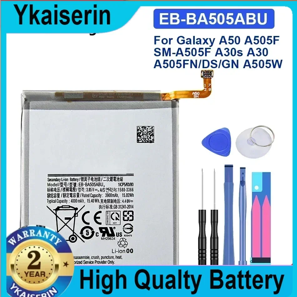 

EB-BA505ABN EB-BA505ABU 4000mAh Battery For Samsung Galaxy A50 A505F SM-A505F A505FN/DS A505GN/DS A505W A30s A30 SM-A507FN A50S