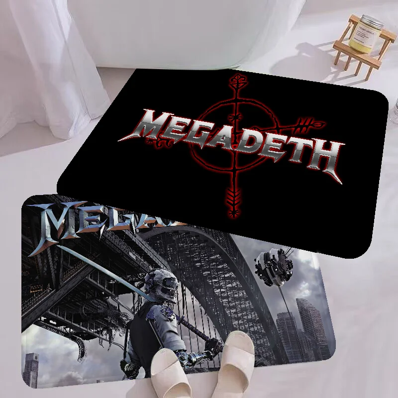 M-Megadeth Band Floor Mat INS Style Soft Bedroom Floor House Laundry Room Mat Anti-skid Bedside Area Rugs