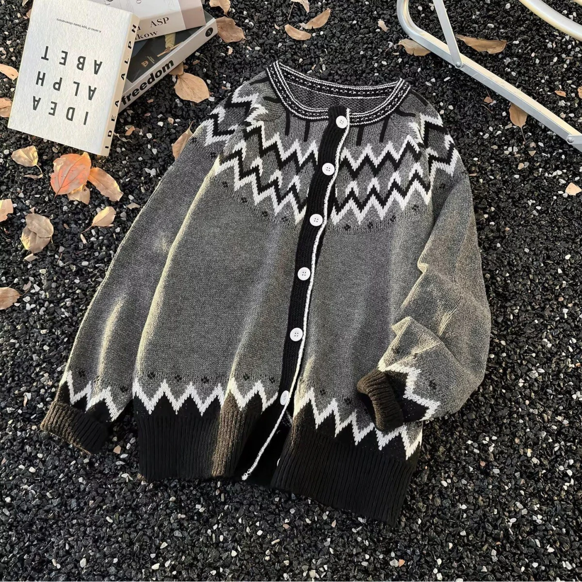 Trendy Harajuku mat Faion Ins New Versatile Retro Sle Open Cardigan Sweater ular Lazy Ins Polyester Fiber Winte...