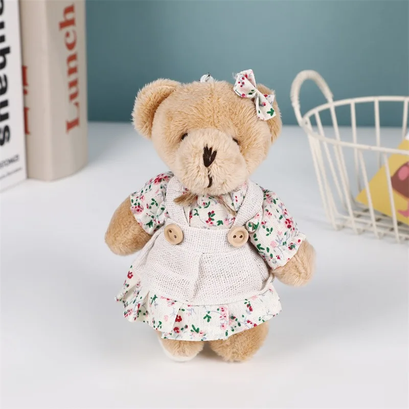 Cute Bear Linen Teddy Bear Keychain Women Couple Rabbit Keyring On Bag Car Pendant Trinket Female Wedding Party Plush Toy Gift view 6