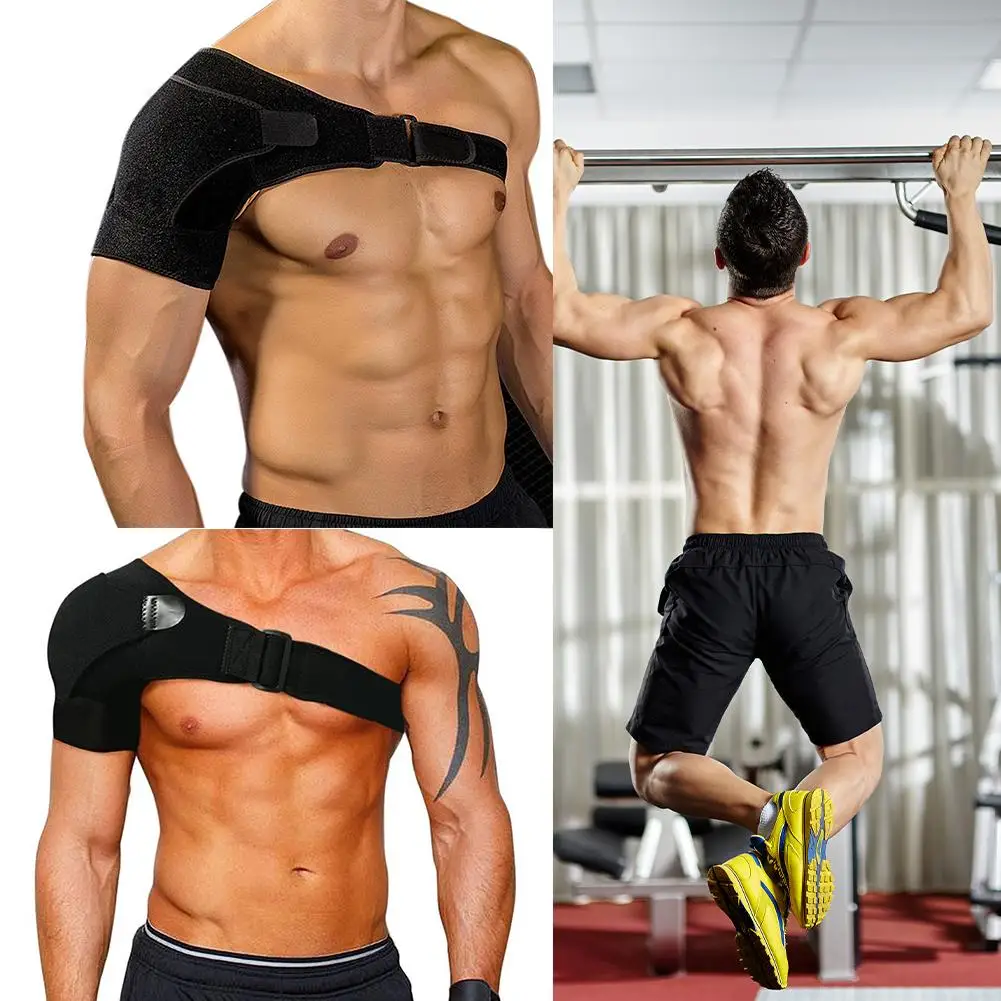 Adjustable Gym Sports Care Single Shoulder Support Black Guard Belt Bandage Men Band Women Wrap Brace & Strap Pads Back P2F8