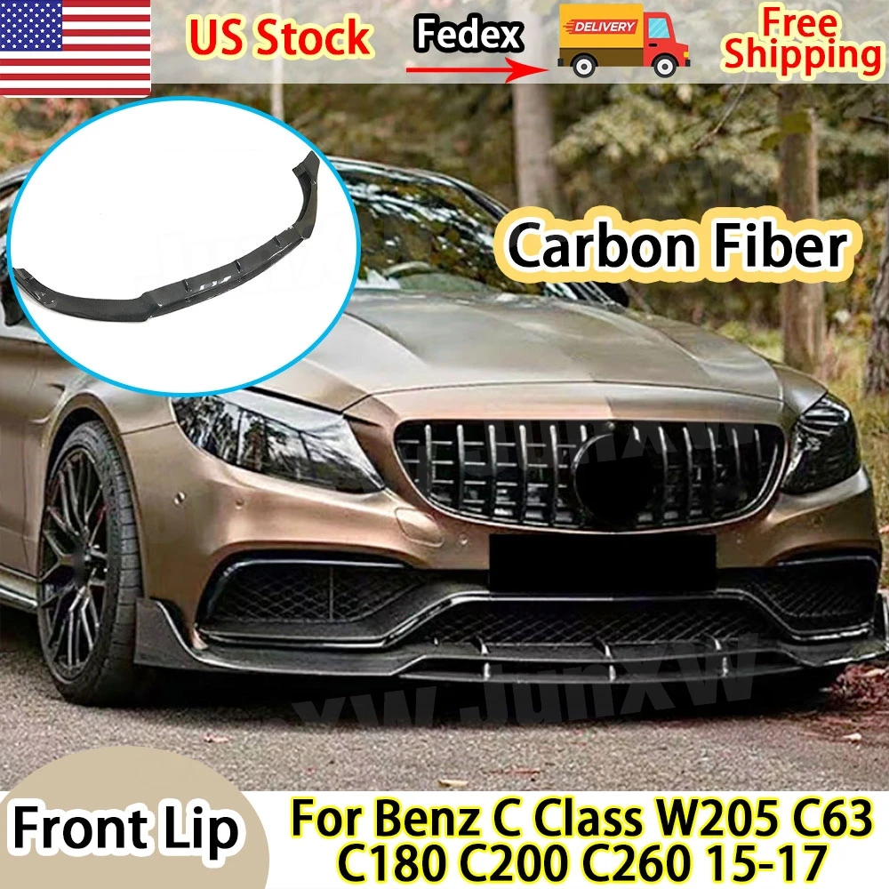

Спойлер переднего бампера из настоящего углеродного волокна для Mercedes Benz W205 C63 для AMG C Class C180 C200 C260 2015 2016 2017 Splitters