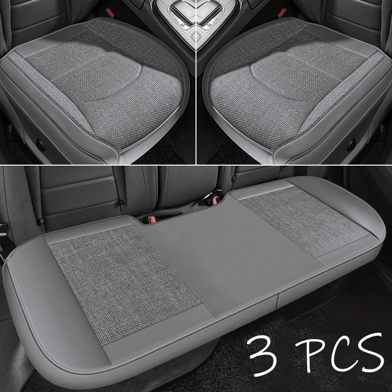 

3 PCS,Breathable linen Car Seat Covers,Front double cushion+Rear long cushion,Classic Color Options,Four-season universal