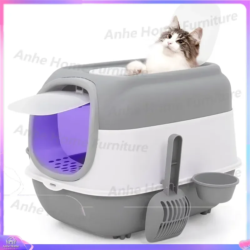 Automatic Cat Litter Box with Sand Proof Cage Sterilization Deodorization Self Cleaning Top Entry Enclosure Litter Scoop and