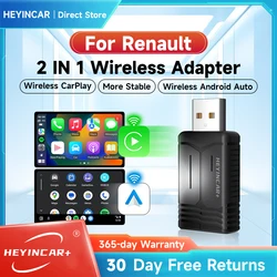 HEYINCAR-adaptador inalámbrico para coche, dispositivo 2 en 1 con Android, Carplay, para Renault Arkana Captur Clio MEGANE AUSTRAL ZOE e-tech, novedad de 2024