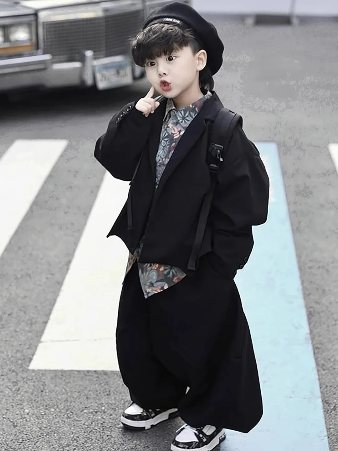 クールでカジュアルな子供用スーツセット-男の子向け-トレンディな韓国風シャツとパンツの3点セット-春秋のキッズウェア