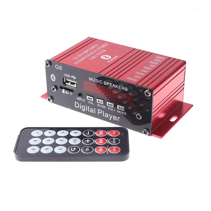 

G8 Car 12V 200W 2 Channel Digital Power Amplifier Stereo Bluetooth AUX FM MP3 with Remote Control