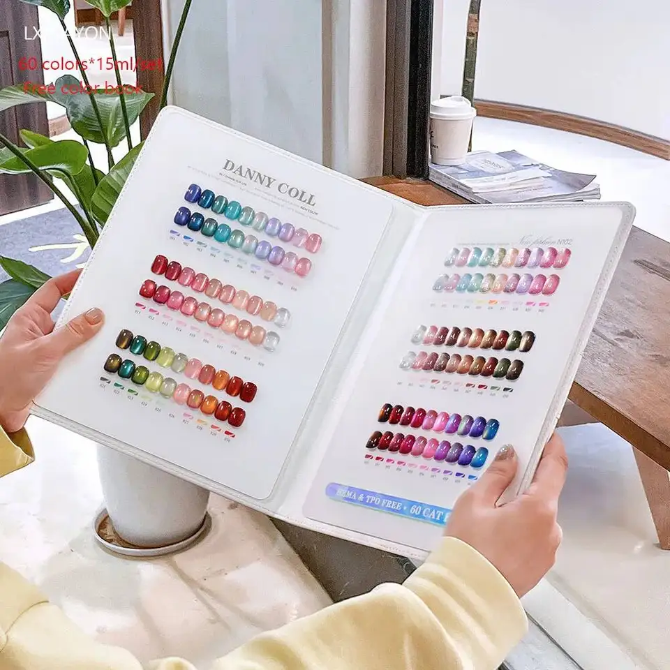 Set de esmalte de uñas de gel ojo de gato sin TPO, con exhibidor, laca de gel magnética semipermanente UV LED para arte de uñas 2