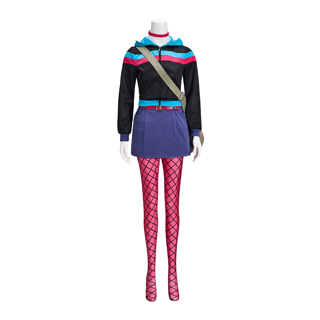 

Custom Made Scott Pilgrim Ramona Flowers Top Jacket Purple Skirt Costume Girls School Casual Zipper Up Hoodies With Bag Outfit