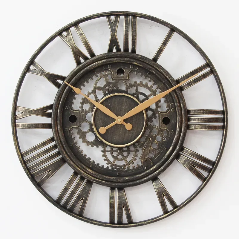 20 Inch Large Plastic Gear Wall Clock Silent Round Industrial Decorative Antique Nordic American Style Living Room Hour Clock