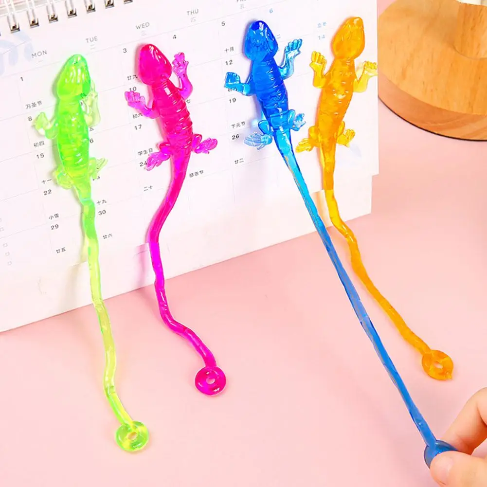 1-10X Colorful Lizard Retractable Sticky Gadget Toys For Kids Birthday Party Favors Pinata Fillers Halloween Gift Pinata Filler