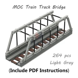 264 Pcs MOC Train Track Bridge Model Set Railway Viaduct Bridge Track Compatible 53401 City Train Parts Building Blocks DIY Toys