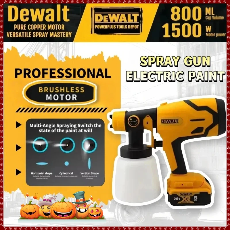 

Dewalt 800ML Cordless Portable Paint Sprayer High Power Auto Furniture Coating Airbrush Electric Spray Gun For Dewalt Battery