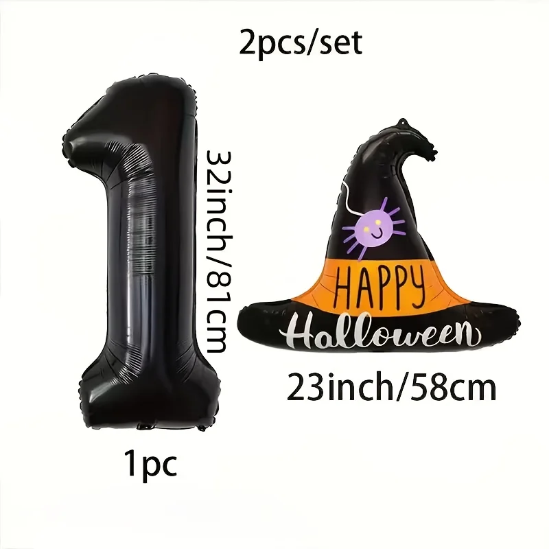 Halloween Schwarzer Hexenhut-Ballon mit 32-Zoll Schwarzen Zahlenballons Halloween-Themen Geburtstagsdekoration Hintergrundballons – Detail 7