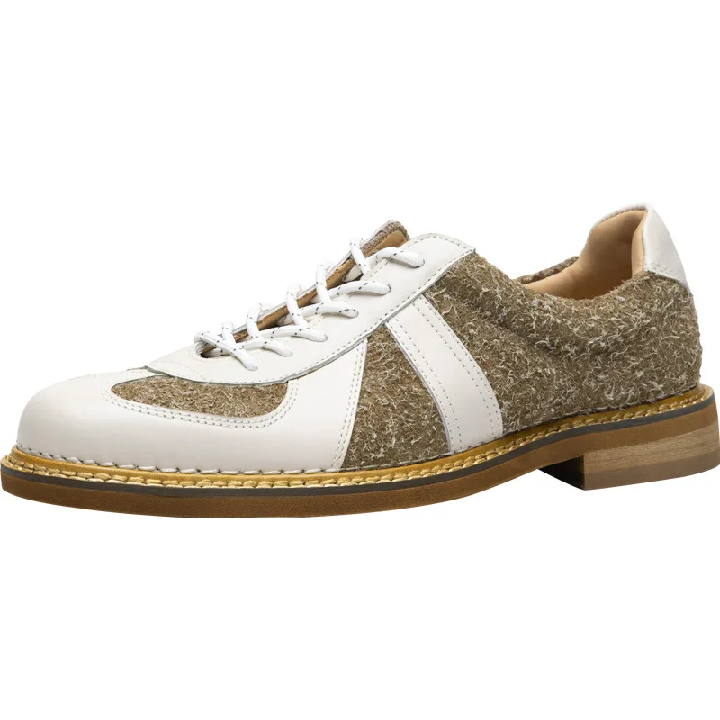 

CLAIAMI Handmade Retro British Men Shoes First Layer Cowhide Casual Leather Shoes for Men Heightening Versatile Low-top Sneakers