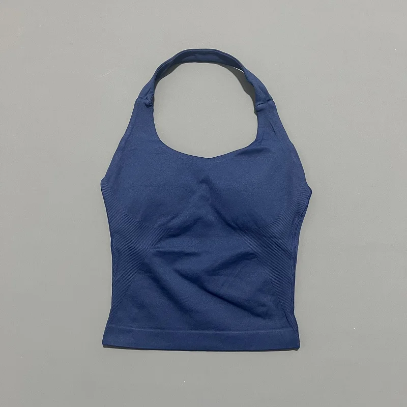 Gym Sport Top Dames Naadloze Yoga Tank Longline Strappy Top Open Rug Bh Sportkleding Gymkleding Hardlopen Workout Halter