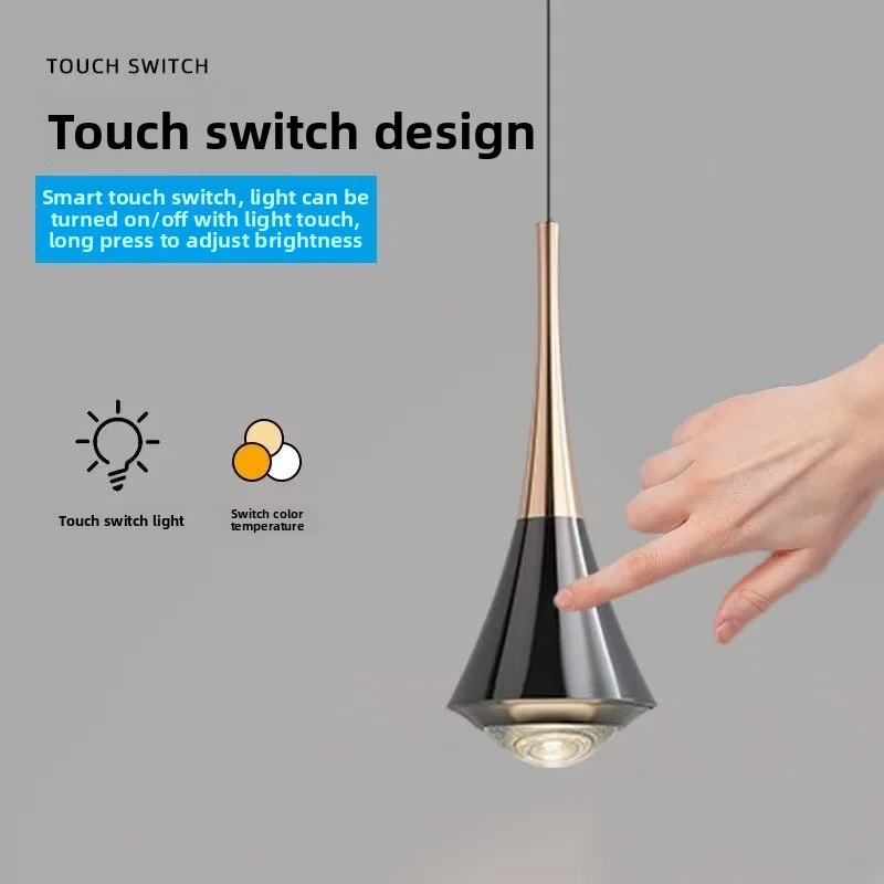 

Black/Gold Creative Simple Bedroom Bedside Small Chandelier For Study Dining/Living Room Bar Free Lifting 3-colors Pendant Lamp