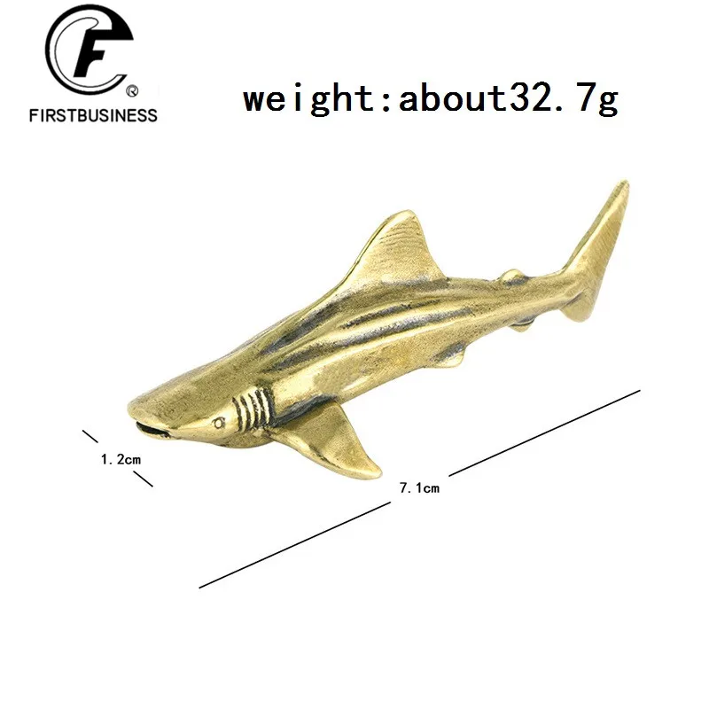 Metal Brass Shark Figurines Vintage Sea Animal Small Statue Desktop Ornaments Office Decorations Crafts Accessories Child Gifts