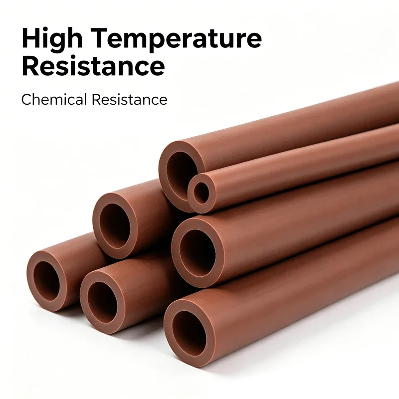 Brown Fluorine Rubber Hose FKM Pipe Diesel Oil Hose Higth Temperature Resistance Oil Resistance FKM Rubber Tubing ID 2-14mm