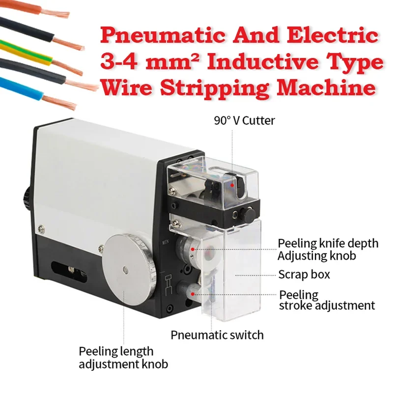 

3-4 Square Mm Pneumatic and Electric High Accuracy Desktop Portable Inductive Type Wire Peeling Stripping Cutting Machine