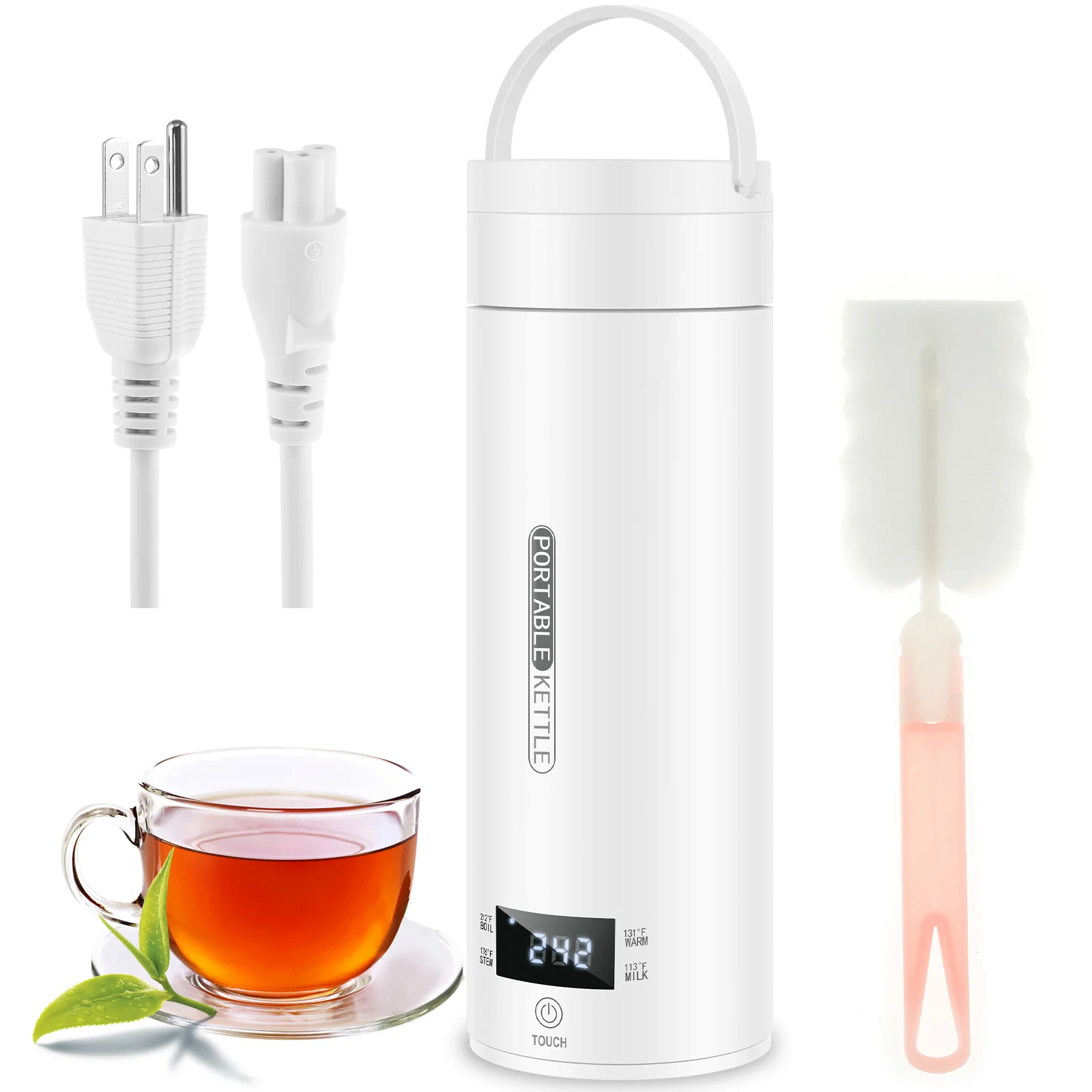 Portable Travel Kettle with Display 4 Temperature Control Water Boiler Cup Automatic Shut Off Electric Heating Cup for Travel