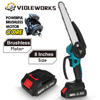 VIOLEWORKS 8 Inch 88VF Mini Brushless Electric Chain Saw Handheld Pruning Rechargeable Wood Power Tool For Makita 18V Battery