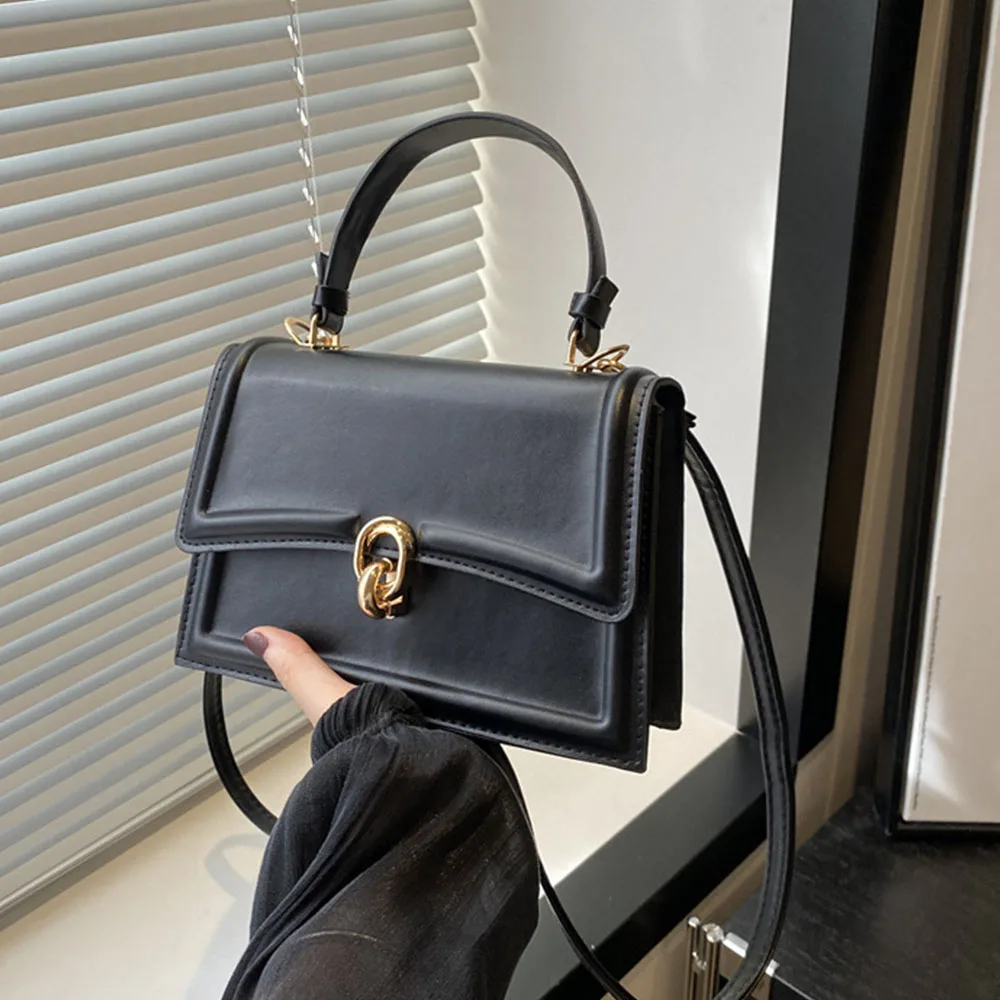Elegant Handbag with Magnetic Closure, Detachable Strap & Button Detail - Perfect for Casual Or Formal