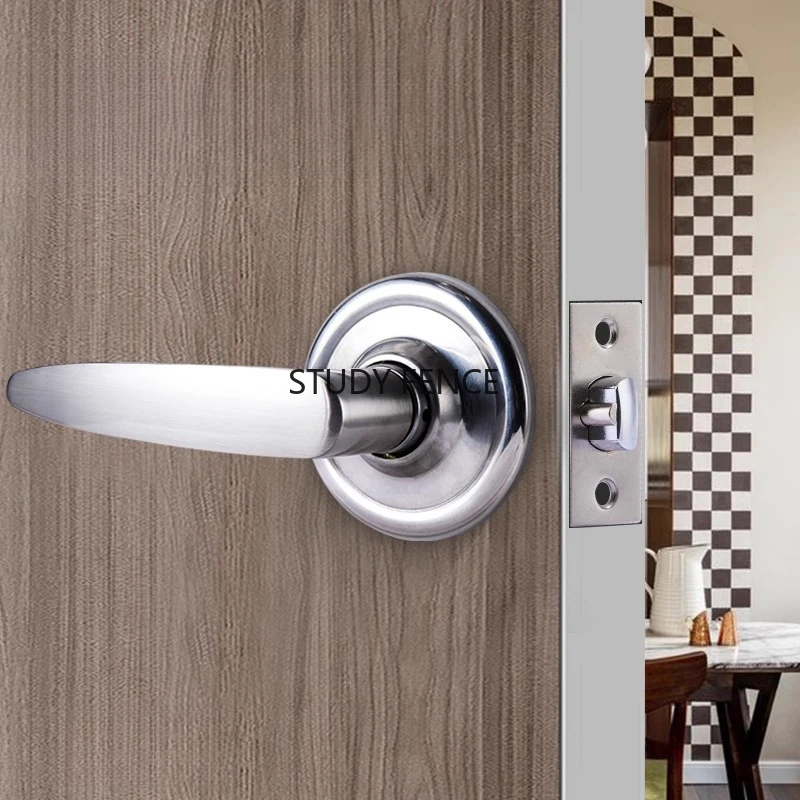 1 Set Stainless Steel Single Tongue Door Lock Keyless Indoor Channel Lock Fire Door Aisle Lock Household Hardware Accessories