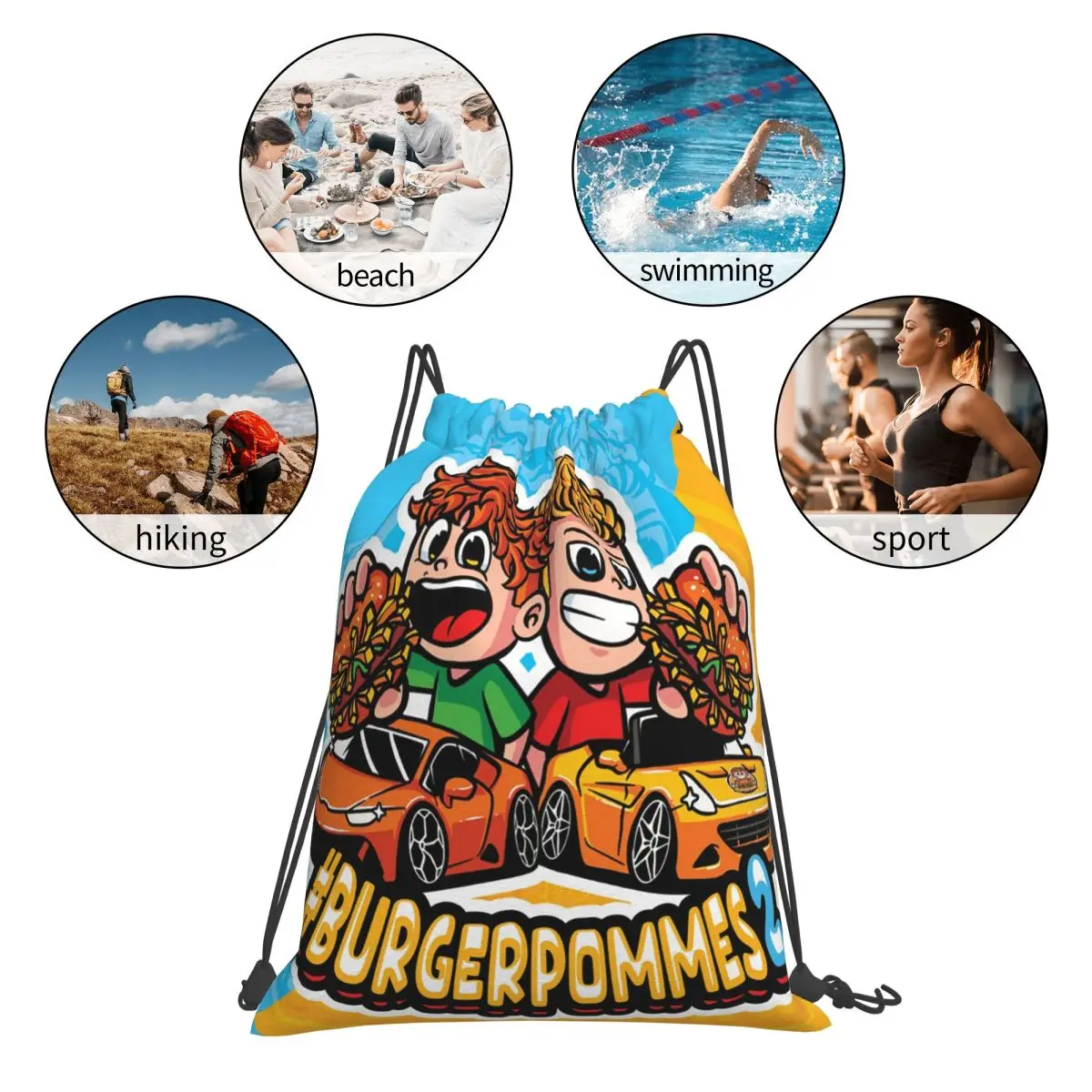 LukasBS Burgerpommes ICrimax Game Backpacks Casual Portable Drawstring Bundle Pocket Shoes Bag Book Bags For Man Woman Students