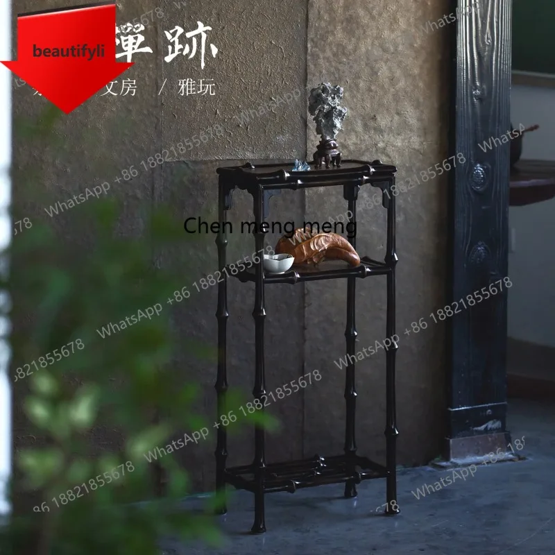 

A48 трехслойная новая китайская подставка для цветов, полка для гостиной от пола до потолка, цветочный горшок бонсай, бамбуковая рамка