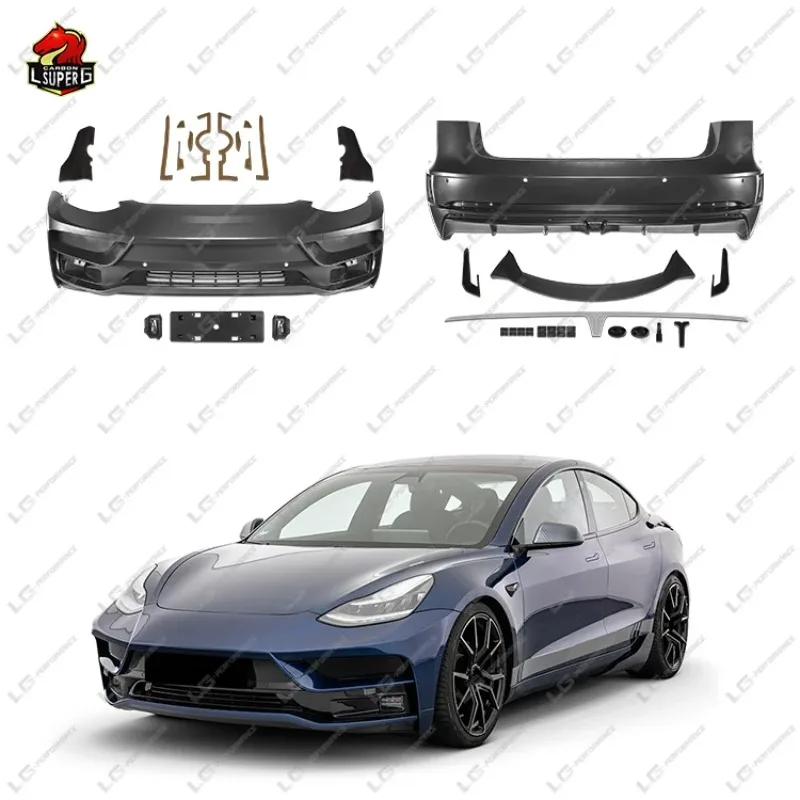 

ST Style New Condition Plastic Body Kit For Tesla Model 3 Includes Car Bumpers And Spoiler Automobile Body Parts