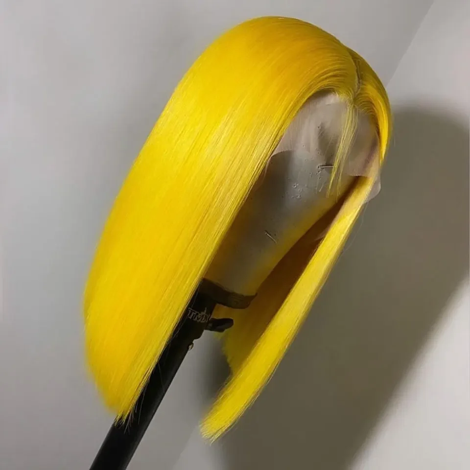 Frontal de encaje transparente multicolor 13x4 ﻿   Peluca corta Bob 180% Densidad Peluca 100% de calidad como compañero, la belleza nunca se desvanece