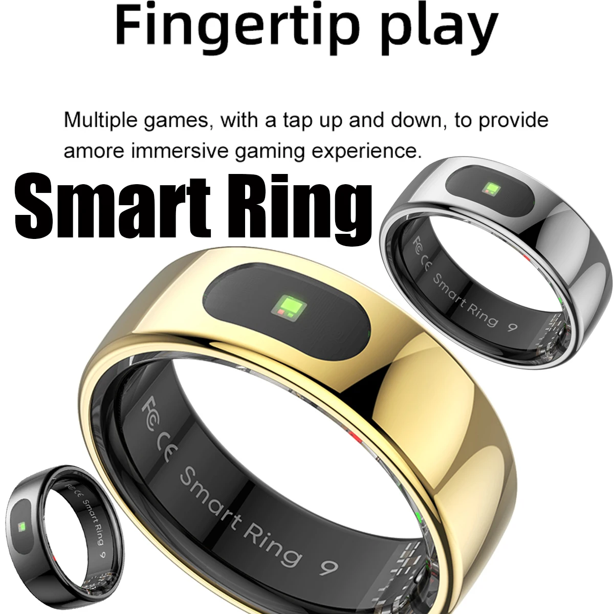 

Smart Ring R08 Indicator light 5ATM Waterproof Man Woman Sport ModeHeart Rate Sleep Body Temperature Touch Control For Samsung