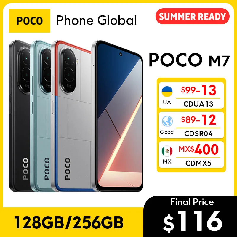 Смартфон POCO M7 Global Version 128 ГБ/256 ГБ Snapdragon 685 Аккумулятор 7000 мАч Погружной 6,9-дюймовый дисплей FHD + 33 Вт Зарядка 50 МП NFC