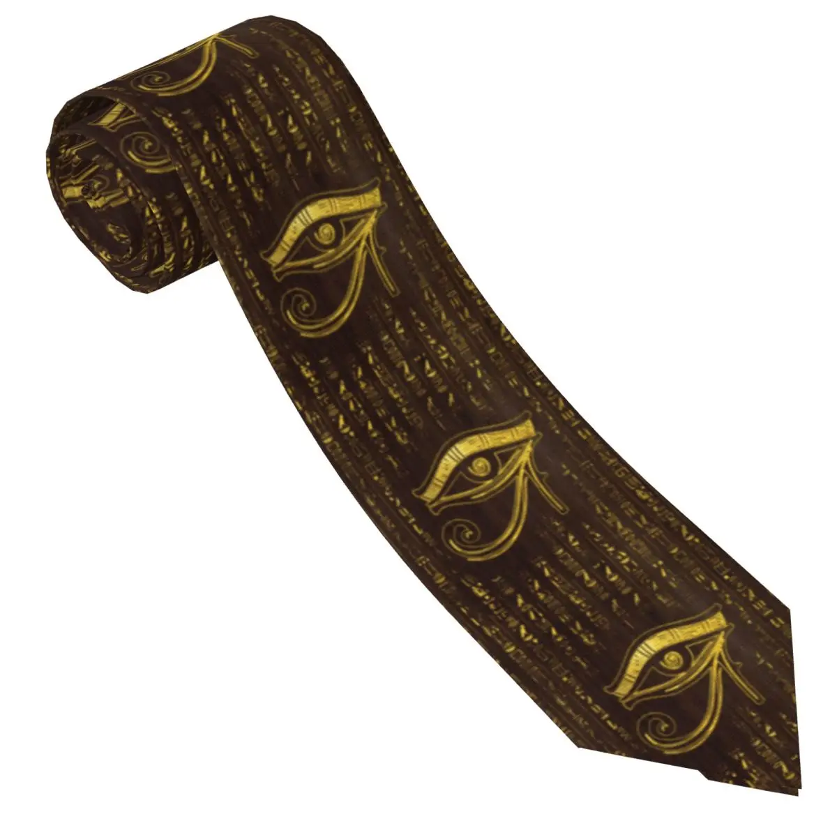 Custom Golden Egyptian Eye Of Horus And Hieroglyphics Necktie Men Mens Suit Tie Ancient Egypt For Thanksgiving Day