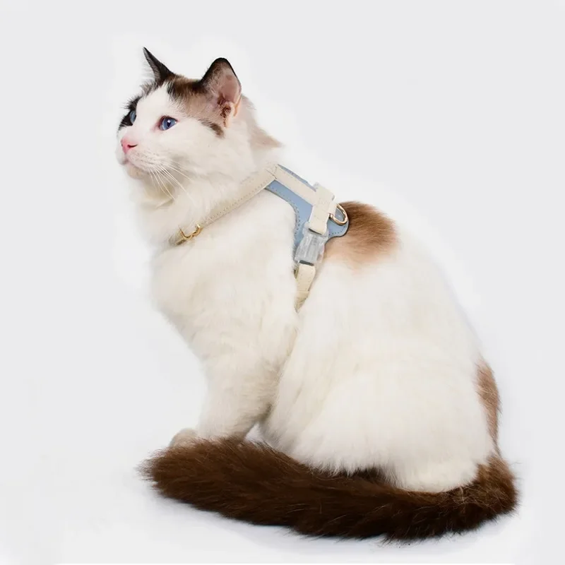 Cat Pulling Rope Suit Anti Breaking Loose Outing Dog Harness I-Shaped Vest-Style High Leather Small Dog Puppy Accessories