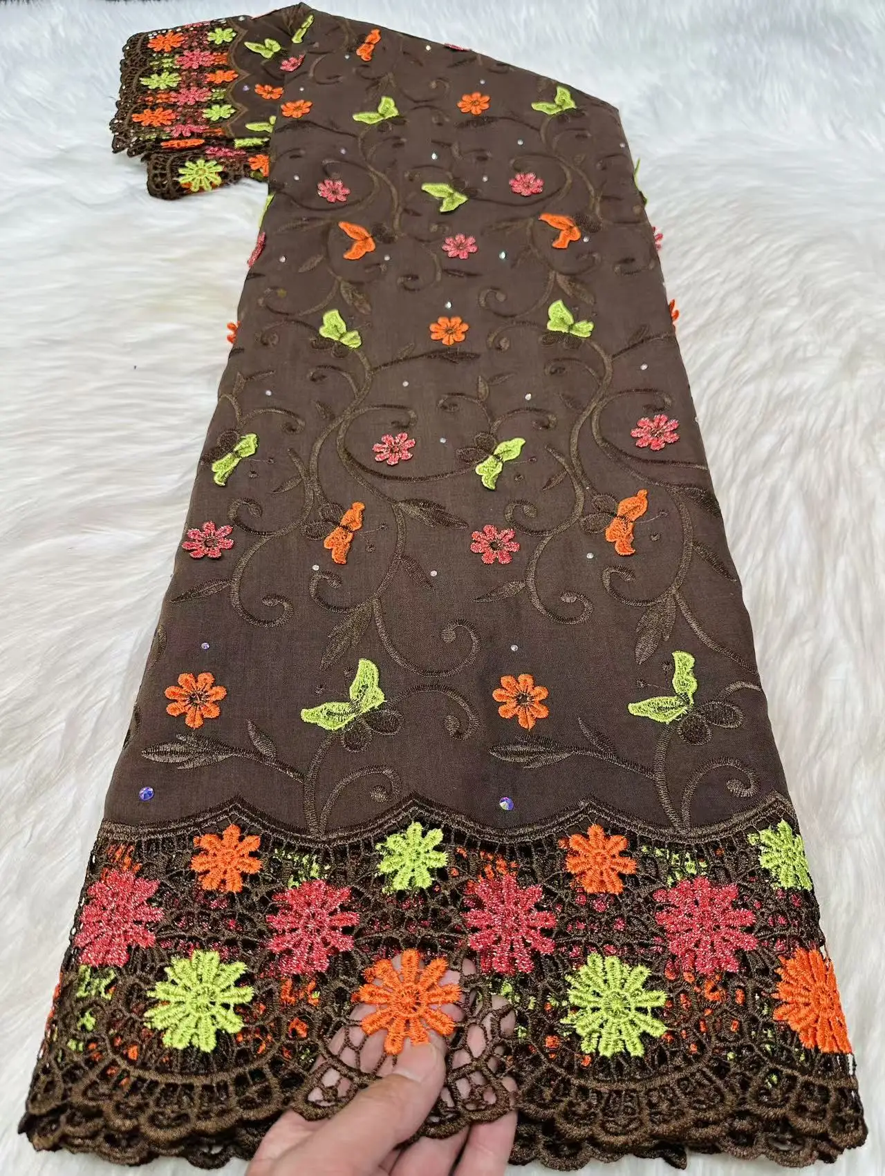 

Swiss Voile Lace Fabric with 3D Flower Applique And Stones Super Quality african fabric for women Wedding Dress Lace 2026