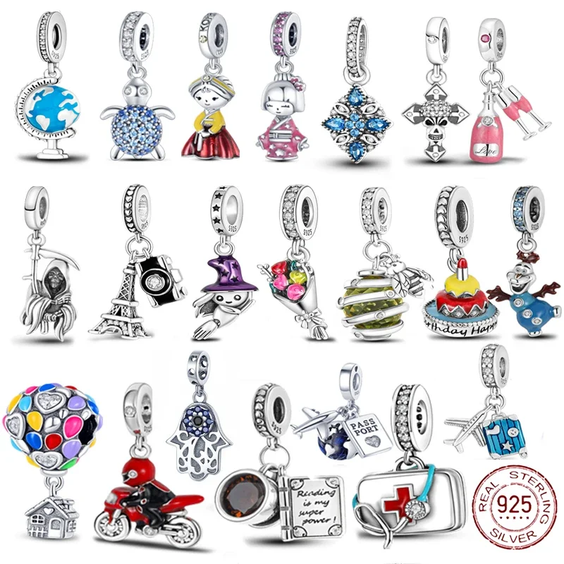 

2023 New 925 Sterling Silver Round Charms Fit Original 925 Pandora Bracelet Bead Love Family Charm Necklace Women Jewelry