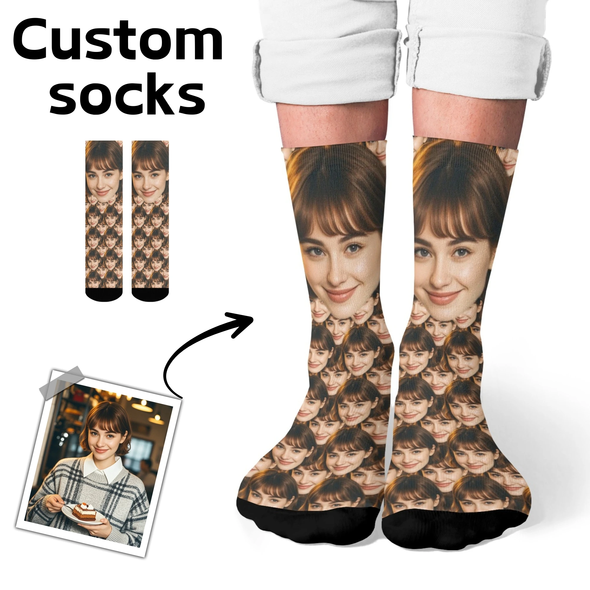Calcetines personalizados con cara personalizada para hombre, calcetines divertidos y creativos con foto personalizada, calcetines novedosos, regalo de fiesta de cumpleaños para pareja de Navidad