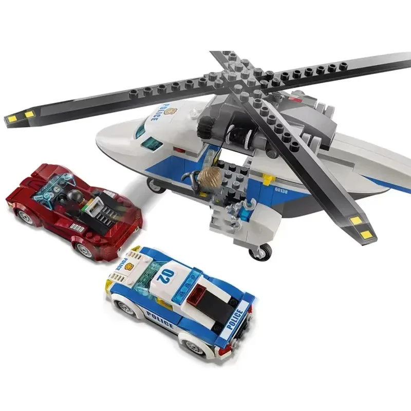 

Совместимые наборы MOC, серия City, строительные блоки, высокоскоростная полицейская погоня, полицейский вертолет, игрушки MOC для детей, подарки, 60138