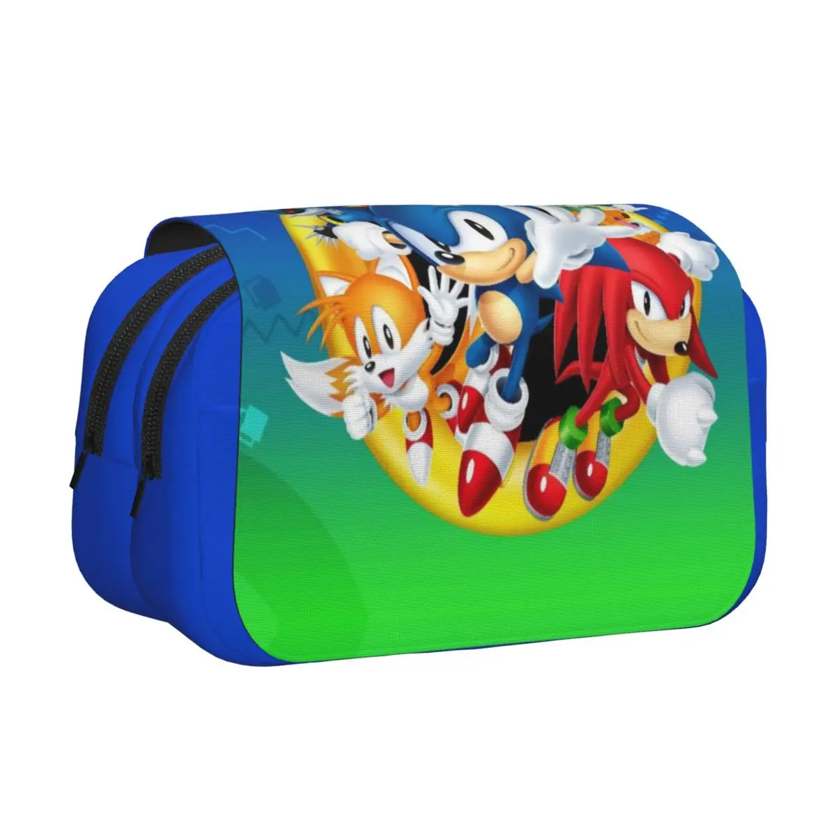 Double Clamshell Pen Case Shadow The Hedgehogs Cartoon Pencilcases Pen Holder for Girl Boy Bag School Supplies Gift Stationery