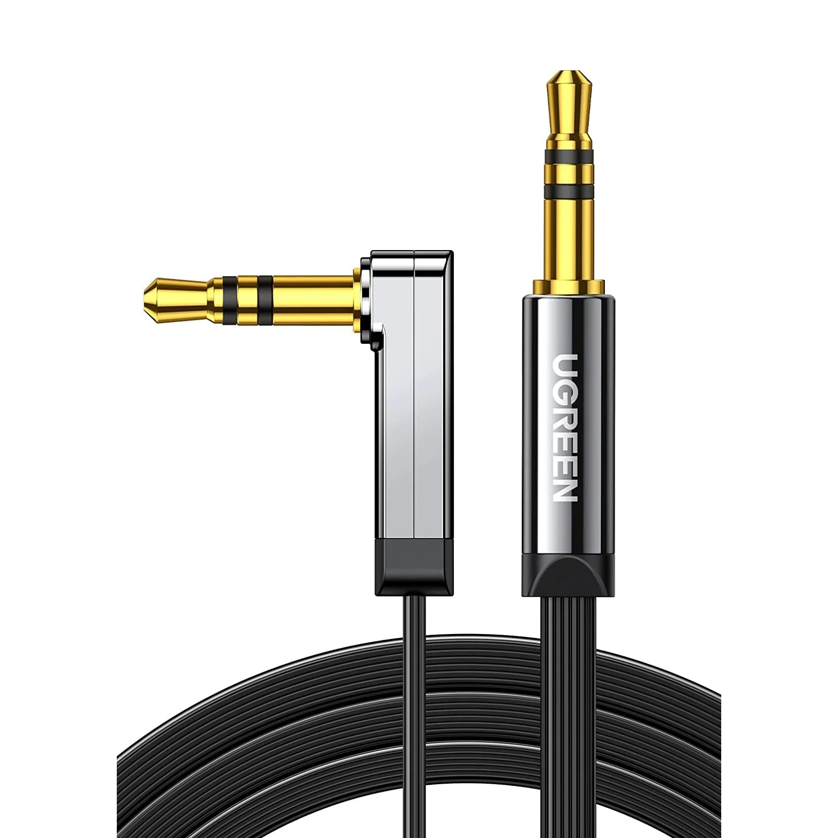 UGREEN Aux Cable Car 3.5 mm Jack Cable 90 Degree Aux Cable with Angle Plug for Car Audio System, TV, Soundbar, Speaker