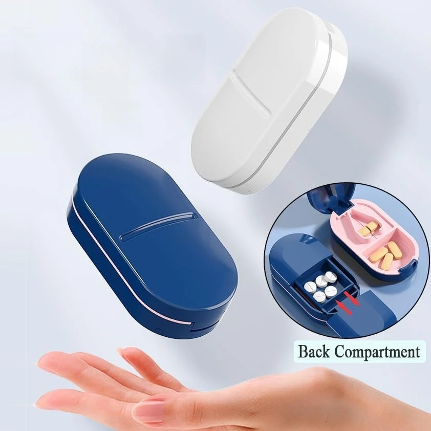 Caja cortadora de pastillas para medicina, caja portátil para medicamentos, amoladora útil, divisor, soporte para pastillas, cortador de tabletas, divisor, funda para pastillas