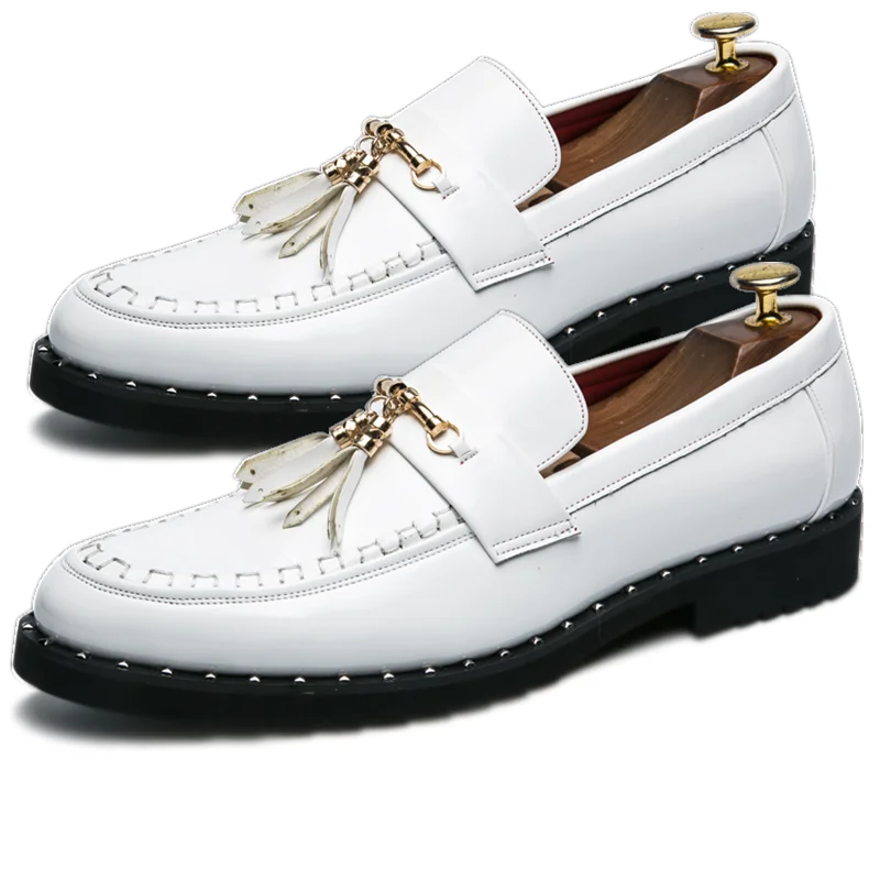 

White Tassel Men's Loafers Classic Casual Men Leather Shoes Comfort Slip-on Shoes for Men Plus Size 46 Business Men Social Shoes