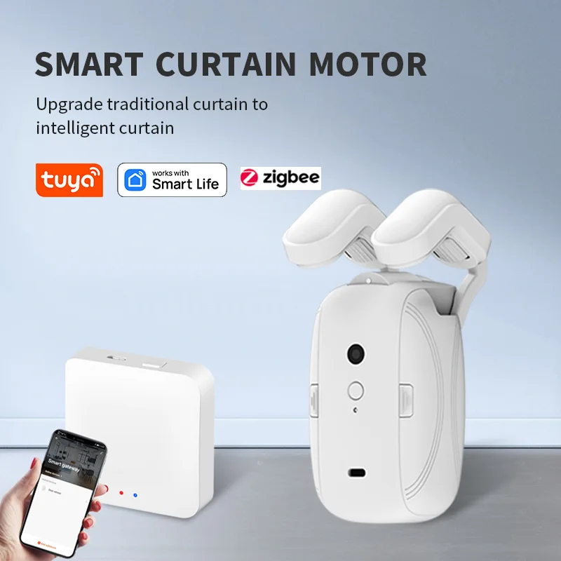 Zigbee  Track Roman Rod ，Paired with Zigbee  gateway ，Smart  Curtain Motor  Electric Automatic  Curtain  Robot  ，works with Tuya